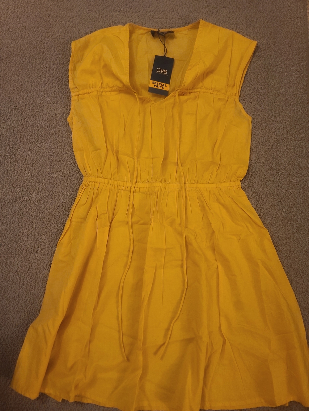 OVS Sunny Yellow Drawstring Waist Women's Dress